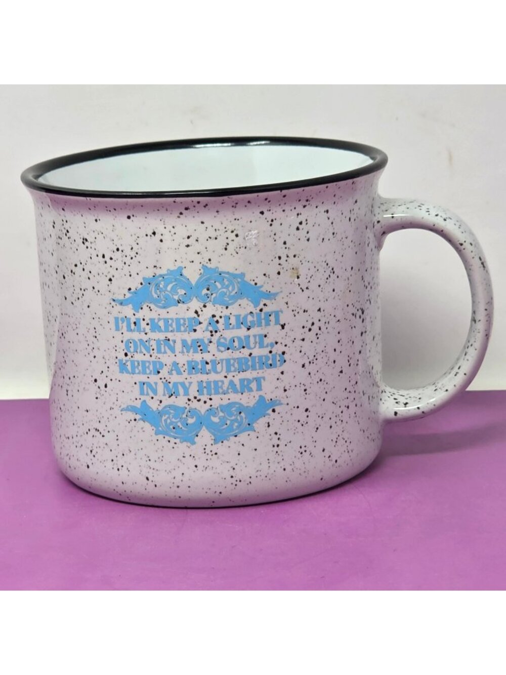 Miranda Lambert Ceramic Campfire White With Black Speckles Blue‎ Coffee Mug
